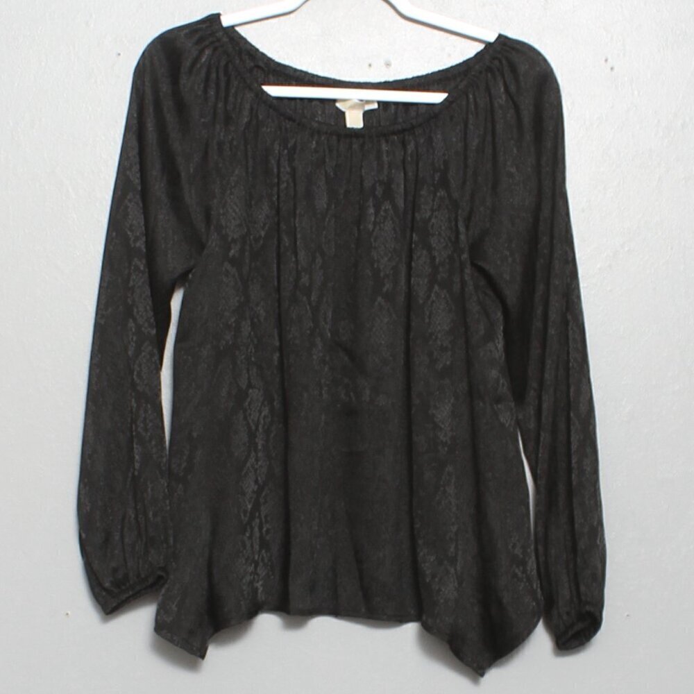 Michael Michael Kors NWT black snakeskin handkerchief hem jacquard to blouse